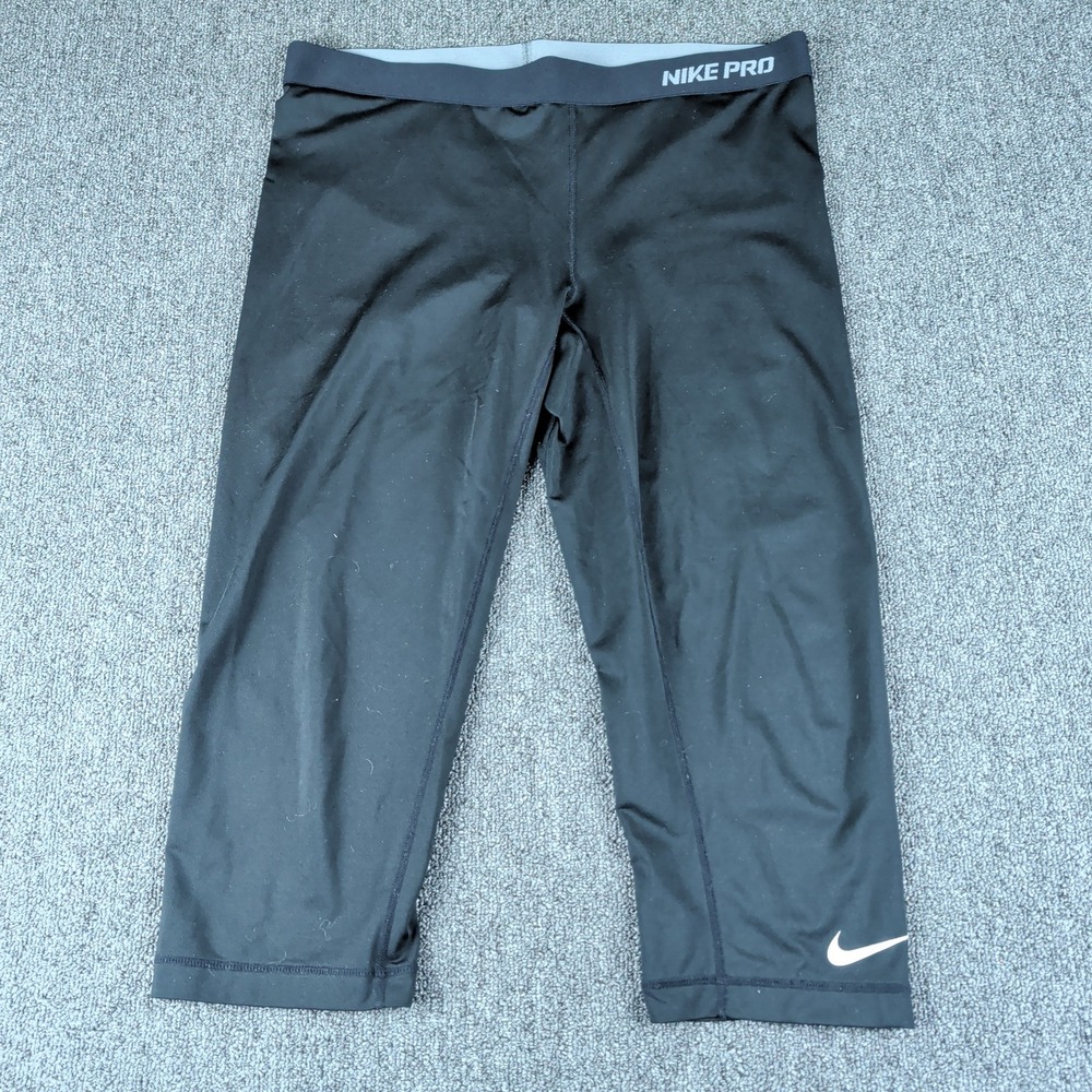 Nike Pro XL Womens Black Dri-FIT Fitted Cropped Athletic Leggings Capris — photo 2